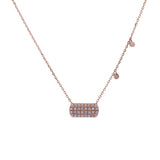 Round Edge Rectangle Diamond Pendant with Necklace in 18k Rose Gold - Artisan Carat