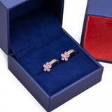 Five Petal Pink Tourmaline CZ Huggies Earrings in 14k Yellow Gold - Artisan Carat