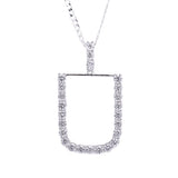 Sterling Silver Letter U Initial Round CZ Pendant with Necklace - Artisan Carat
