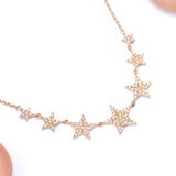 Horizontal Gradual Five Star Diamond Pendant with Necklace in 18k Yellow Gold - Artisan Carat