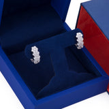 Cluster Set Multi Row Diamond Latch Back Earrings in 18k White Gold - Artisan Carat
