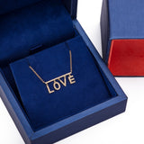 Hanging Diamond L O V E Pendant with Necklace in 18k Yellow Gold - Artisan Carat