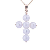 Pearl Cross Pendant with Necklace in 14k Yellow Gold - Artisan Carat