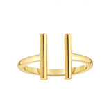14K Gold Double Split Open Bar Fashion Ring - Artisan Carat