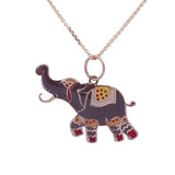 Party Indian Elephant in Enamel Pendant with Necklace in 14k Yellow Gold - Artisan Carat