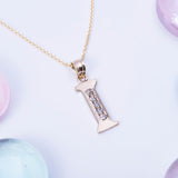 Letter I CZ Initial Pendant with Necklace in 14k Yellow Gold - Artisan Carat