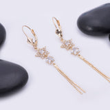 Hanging Stars CZ Rope Lever Back Earrings in 14k Yellow Gold - Artisan Carat