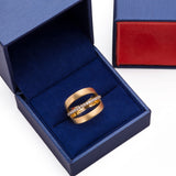 Matte Finish Open Shank Center Row Diamond Ring in 18k Yellow Gold - Artisan Carat