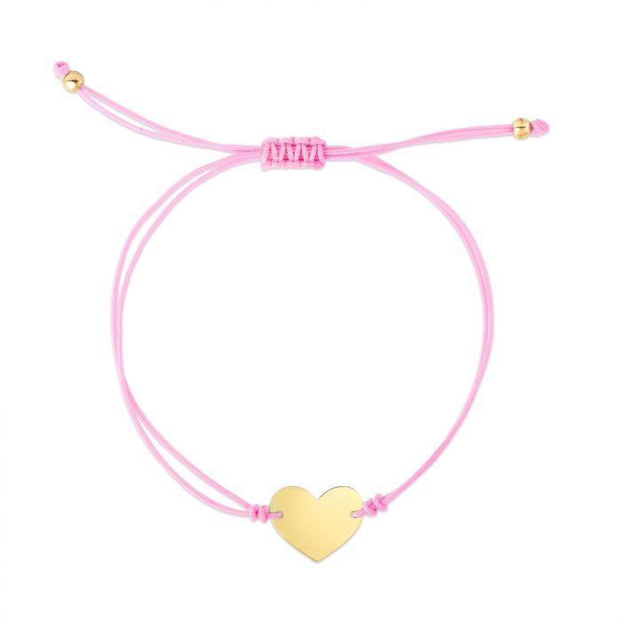 Personalized Heart Engravable Cord Bracelet in 14k Gold