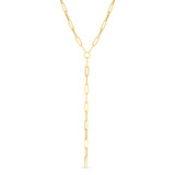 14K Gold Lariat Paperclip Drop Necklace - Artisan Carat