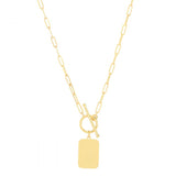 14K Gold Paperclip Tag Toggle Necklace - Artisan Carat