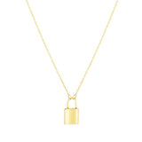 14K Gold Lock Pendant Necklace - Artisan Carat