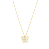 14K Gold Mother of Pearl Butterfly Adjustable Necklace - Artisan Carat