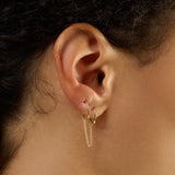 14K Gold Double Pierced Chain Huggies Earrings - Artisan Carat
