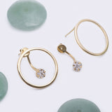 Hoop with Diamond Cluster Front Back Stud Earrings in 18k Yellow Gold - Artisan Carat