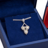 Halo Heart and Pear Citrine Gemstone and Diamond Pendant with Necklace in 18k White Gold - Artisan Carat