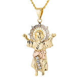 Open Hands Baby Jesus CZ Pendant with Necklace in 14k White Yellow and Rose Gold - Artisan Carat