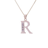 Letter R CZ Initial Pendant with Necklace in 14k Yellow Gold - Artisan Carat