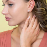 Three Dimensional CZ Dice Stud Earrings in 14k White Gold - Artisan Carat
