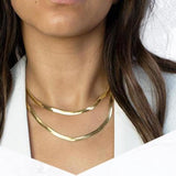 Gold Herringbone Chain Necklace in 14k Yellow Gold - Artisan Carat
