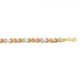 14K Gold Tri-color XOXO Heart Stampato Bracelet - Artisan Carat