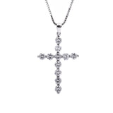 Sterling Silver Set Medium CZ Cross Pendant with Necklace Matching Round Huggies Earrings and Tennis Bracelet - Artisan Carat
