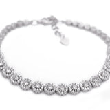 Sterling Silver Set Round Multi Halo CZ Necklace Matching Stud Earrings and Tennis Bracelet - Artisan Carat