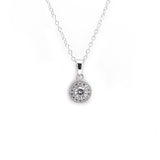 Sterling Silver Set Halo CZ Pendant with Necklace Stud Earrings and Pave Tennis Bracelet - Artisan Carat