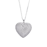 Sterling Silver Set Heart CZ Pendant with Necklace Matching Stud Earrings and Tennis Bracelet - Artisan Carat