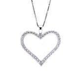 Sterling Silver Set Large Open Heart CZ Pendant with Necklace Matching French Hook Earrings and Tennis Bracelet - Artisan Carat