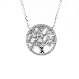 Sterling Silver Set CZ Tree of Life Pendant with Necklace Matching Stud Earrings and Bolo Adjustable Bracelet - Artisan Carat