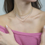 Sterling Silver Set Trio Double Strand Circle Choker Necklace in Yellow White and Rose Gold - Artisan Carat