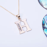 Letter H CZ Initial Pendant with Necklace in 14k Yellow Gold - Artisan Carat