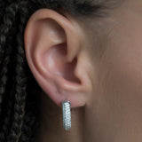 Diamond Half Hoop C Stud Earrings in 18k White Gold - Artisan Carat