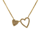 Cut Out Double Heart Diamond Pendant with Necklace in 18k Yellow Gold - Artisan Carat
