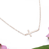 Sideways Cross Pendant and Necklace in 14k Yellow Gold - Artisan Carat