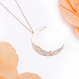Waning Crescent Moon Diamond Pendant and Necklace in 18k Yellow Gold - Artisan Carat