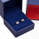 Half Bead Diamond Cut Stud Earrings in 14k White Gold - Artisan Carat