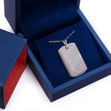 Sterling Silver Military Pet Tag CZ Pendant with Necklace - Artisan Carat