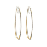 Layering Oval Diamond Hoop Earrings in 18k Yellow and White Gold - Artisan Carat