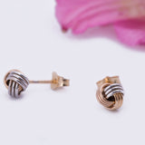 Small Swirl Ball Stud Earrings in 14k Yellow and White Gold - Artisan Carat