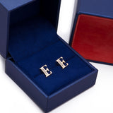 Letter E Initial CZ Stud Earrings in 14k Yellow Gold - Artisan Carat