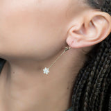 Hanging Snowflake Drop CZ Lever Back Earrings in 14k Yellow Gold - Artisan Carat