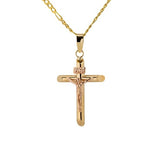Jesus Crucifix Cross Pendant with Necklace in 14k Yellow and Rose Gold - Artisan Carat