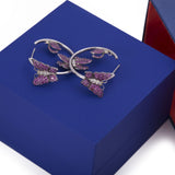 Butterfly Metamorphosis Pink Sapphire and Diamond Stud Earrings in 18k White Gold - Artisan Carat