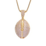 Sterling Silver Solid Football CZ Yellow Gold Pendant with Necklace - Artisan Carat
