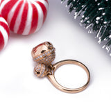 Holiday Ornament Jingle Bells Diamond Ring in 18k Rose Gold - Artisan Carat