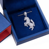 Sterling Silver Prancing Horse CZ Pendant with Necklace - Artisan Carat