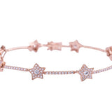 Multi Five Star Diamond Tennis Bracelet in 18k Rose Gold - Artisan Carat